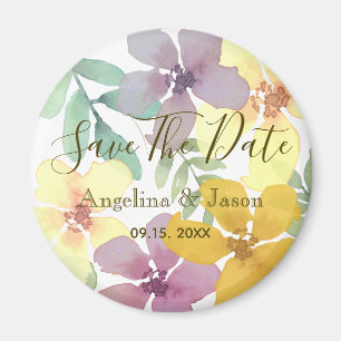 Imã Convite de Noivado Floral em Aquarela para Salvar