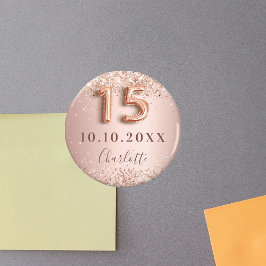 Imã Convite de rosa ouro com brilho para salvar a data