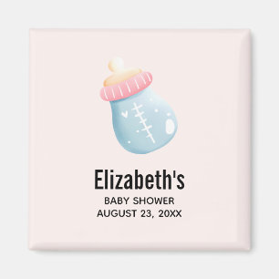 Imã Convite de Save the Date Azul e Rosa para Bebê