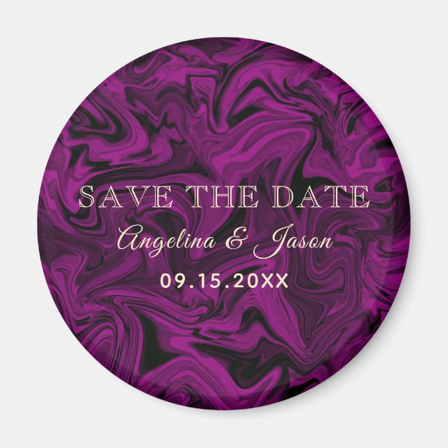 Imã Convite de Save The Date de Casamento Roxo (Frente)