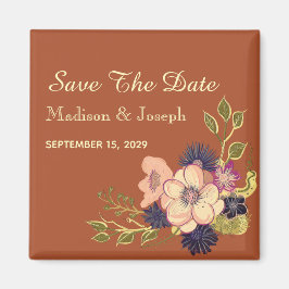 Imã Convite de Save The Date de Casamento Terracota de