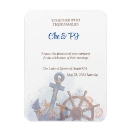 Ímã Convite de Tema de Casamento em Praia Náutica