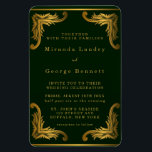 Ímã Convite Dourado de Casamento de Ornamento Emerald<br><div class="desc">Esta design apresenta folhas de ornamento em texturas douradas com um fundo verde esmeralda bonito. Excelente para as comemorações do casamento!</div>