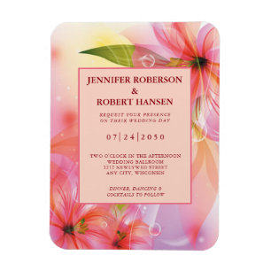 Ímã Convite Flexível para Casamento Floral de Hibiscu