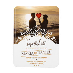 ÍMÃ CONVITE ORNAMENTAL DE CASAMENTO COM FOTOS