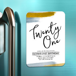 Ímã Convite para aniversário de 21 anos abstrato moder