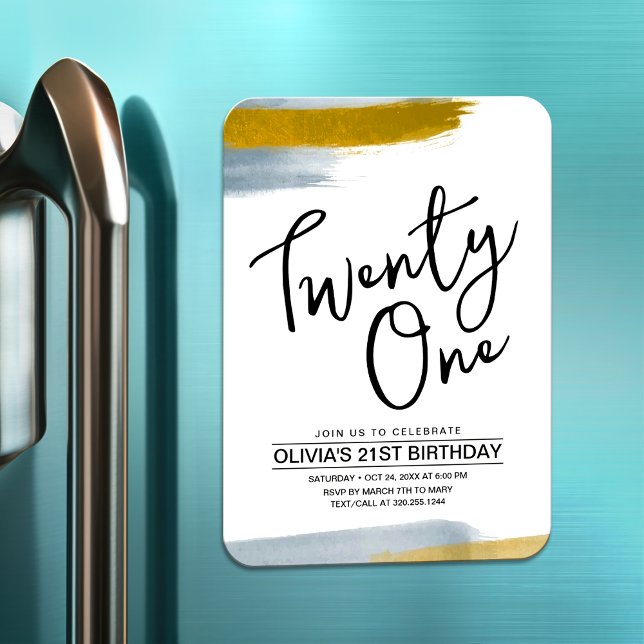 Ímã Convite para aniversário de 21 anos abstrato moder (Criador carregado)