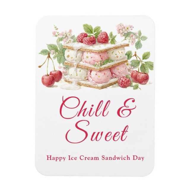 Ímã Convite para Aquarela de Dia Sanduíche do sorvete (Vertical)
