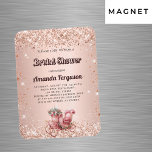 Ímã convite para carruagem chá de panela de ouro para<br><div class="desc">Um fundo rosa de gradiente dourado decorado com faíscas falsas,  confete e uma carruagem de safra romântica. Personalize e adicione seu nome,  detalhes da festa.</div>