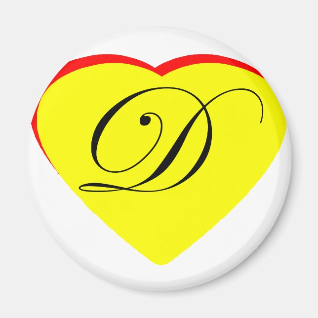 Imã Convite Para Casamento Coração Vermelho Amarelo D  (Frente)