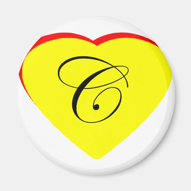 Imã Convite Para Casamento Coração Vermelho C Amarelo  (Frente)