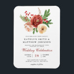 Ímã Convite Para Casamento De Terracotta Floral Pine B<br><div class="desc">O Elegante Terracotta Blush White Floral, Cor-de-rosa, Casamento no inverno de Pinheiros de Natal, Magnet. Convide sua família, amigos e colegas para celebrar seu dia especial com este elegante, na moda e moderno convite para casamento Magnet. Todos os textos estão pré-organizados para que você personalize fácil e rapidamente com seus...</div>