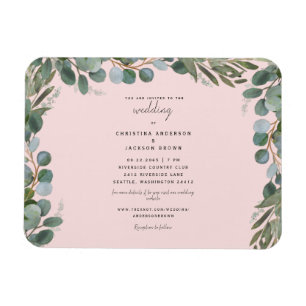 Ímã Convite para Casamento Eucalyptus Greenery Blush