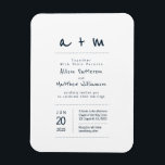 Ímã Convite para Casamento Minimalista e Moderno<br><div class="desc">Composto de pontos simples com escrita lúdica e tipografia sans serif. Tudo contra um pano de fundo de branco puro. Estes elementos são simples,  modernos,  brincalhões e leves. Perfeito para um casamento sobre tema marinho. Este foi projetado pelo White Paper Birch Co. exclusivo para Zazzle. Disponível aqui: http://www.zazzle.com/whitepaperbirch</div>