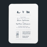 Ímã Convite para Casamento Minimalista e Moderno<br><div class="desc">Composto de pontos simples com escrita lúdica e tipografia sans serif. Tudo contra um pano de fundo de branco puro. Estes elementos são simples,  modernos,  brincalhões e leves. Perfeito para um casamento sobre tema marinho. Este foi projetado pelo White Paper Birch Co. exclusivo para Zazzle. Disponível aqui: http://www.zazzle.com/whitepaperbirch</div>
