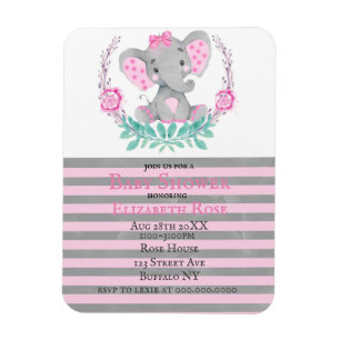 Ímã Convite para Chá de fraldas de Elefante Cute Wate