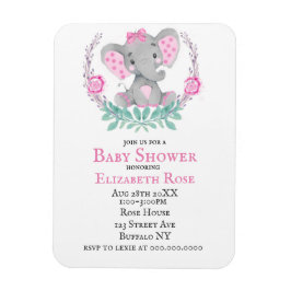 Ímã Convite para Chá de fraldas de Elefante Cute Water