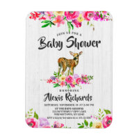 Convite para Chá de fraldas Floral Fawn Deer Water