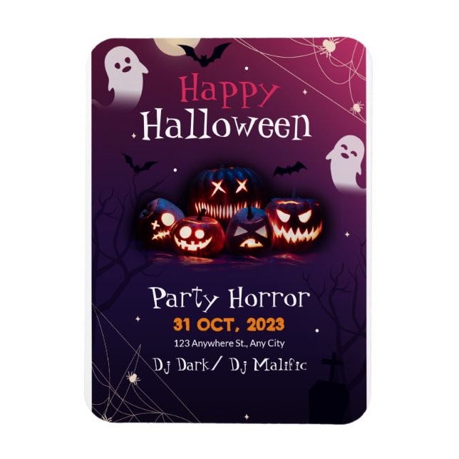 Ímã Convite para Festa de Halloween, Festa de Terror H (Vertical)
