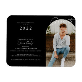 Ímã Convite para Graduação de Fotos Mínima Preta/Branc