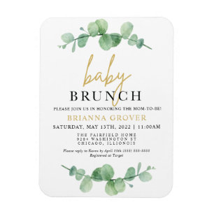 Ímã Convite para o Chá de fraldas Eucalyptus Brunch