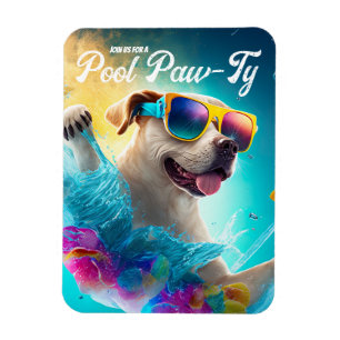 Ímã Convite Paw-Ty Da piscina, Festa De Piscina Person