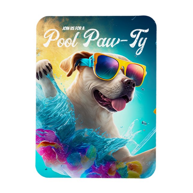 Ímã Convite Paw-Ty Da piscina, Festa De Piscina Person (Vertical)