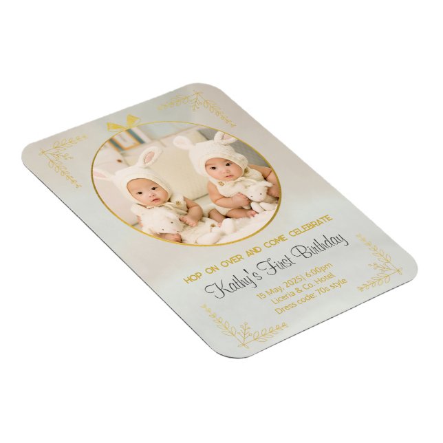 Ímã convites para primeiros aniversarios gêmeos (Lado Direito)