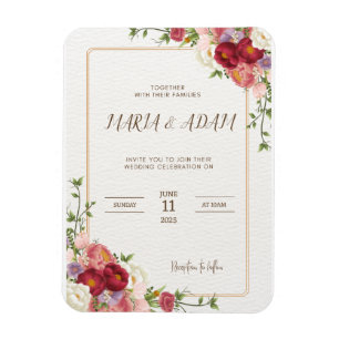 Ímã Convocação para Casamento Floral Rustic Neutral Bo