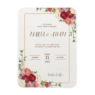 Ímã Convocação para Casamento Floral Rustic Neutral Bo
