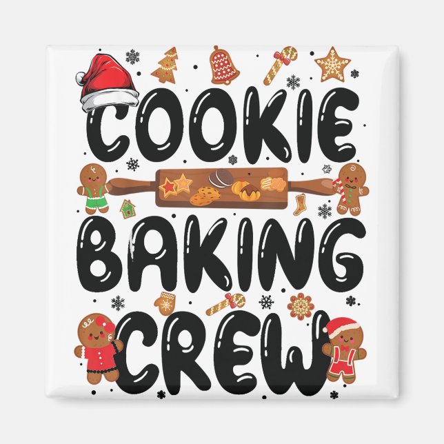 Imã Cookie Baking Crew Family Christmas Gingerbread Te (Frente)