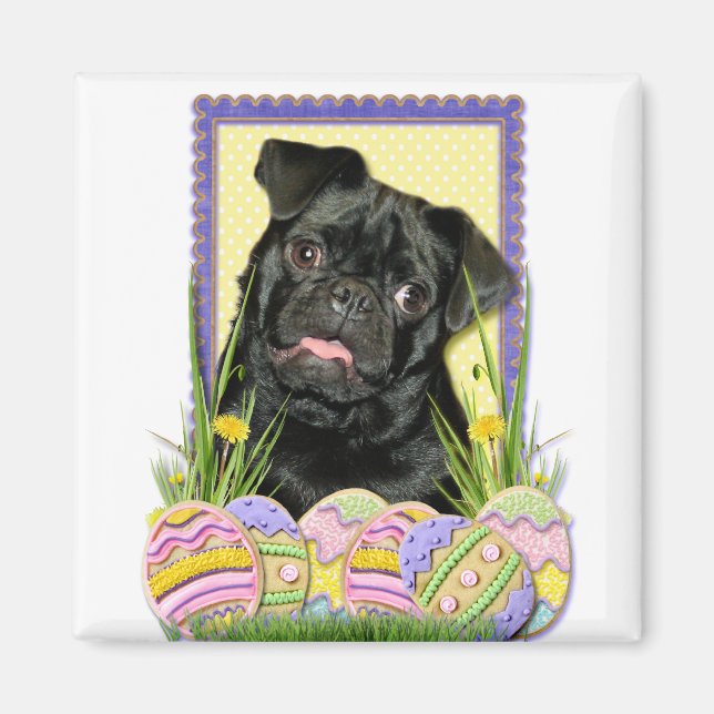 Imã Cookies de Ovos de Páscoa - Pug - Ruffy (Frente)