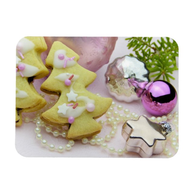 Ímã Cookies, ornamentos, pérolas, pinheiro (Horizontal)