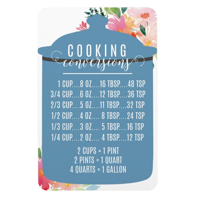 Ímã Cooking Conversion Chart | Blue Jar Magnet (Vertical)