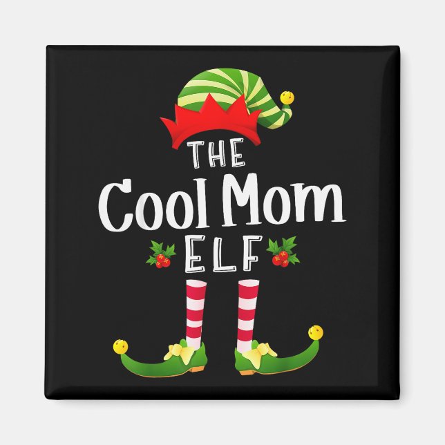 Imã Cool Mom Christmas Elf Matching Pajama X-mas Party (Frente)