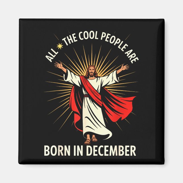 Imã Cool People Are Born In December Christian Christm (Frente)