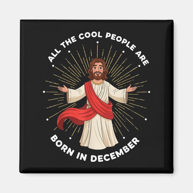 Imã Cool People Are Born In December Christian Christm (Frente)
