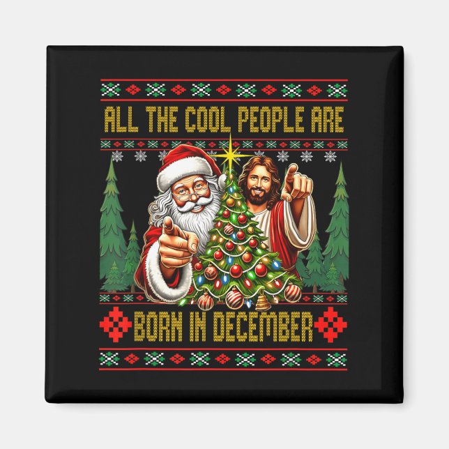 Imã Cool People Are Born In December Christian Christm (Frente)