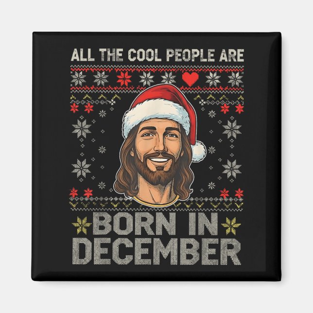 Imã Cool People Are Born In December Christian Christm (Frente)
