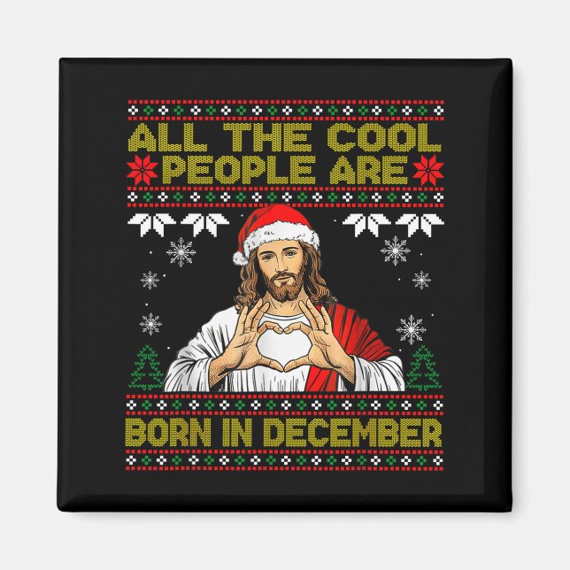 Imã Cool People Are Born In December Christian Christm (Frente)