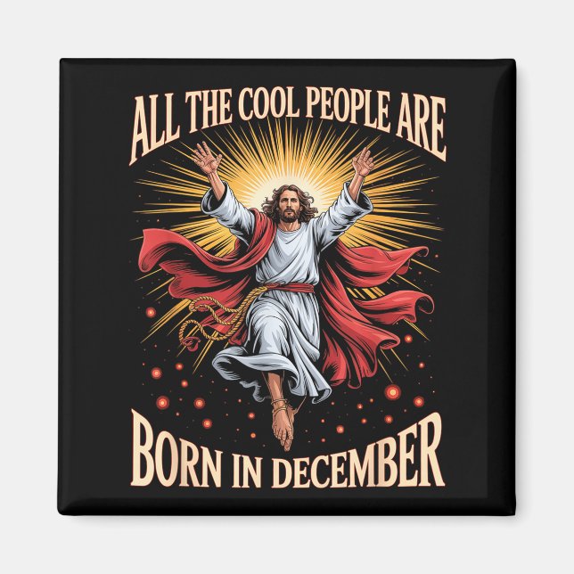 Imã Cool People Are Born In December Christian Christm (Frente)