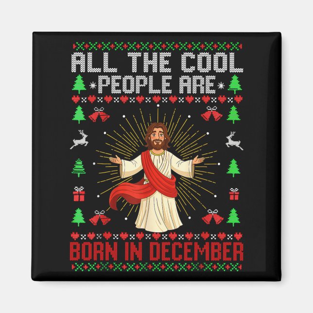 Imã Cool People Are Born In December Christian Christm (Frente)
