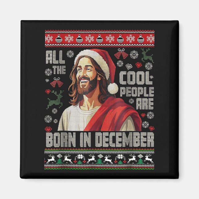 Imã Cool People Are Born In December Christian Christm (Frente)