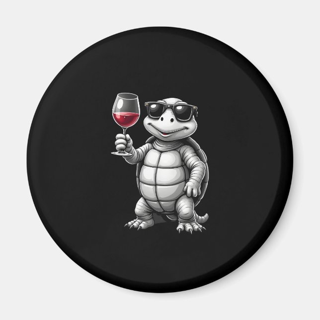 Imã cool turtle drinking red wine art print_1 (1) (Frente)