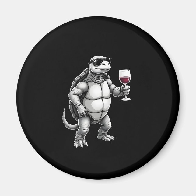 Imã cool turtle drinking red wine art print_1 (3) (Frente)