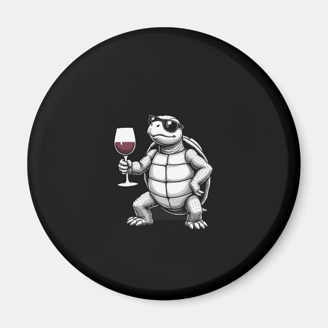 Imã cool turtle drinking red wine art print_1 (4) (Frente)
