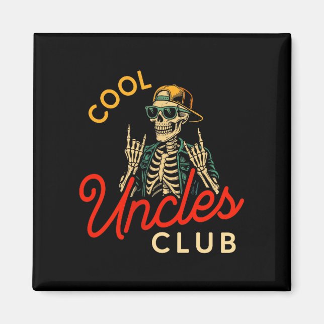 Imã Cool Uncles Club Shirt Funny Skeleton Retro Uncle  (Frente)