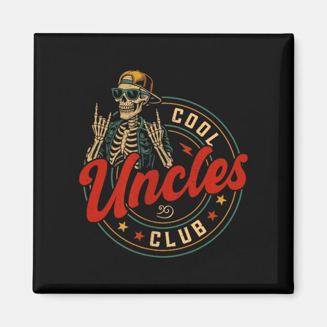 Imã Cool Uncles Club Shirt Funny Skeleton Uncle Men Fa (Frente)
