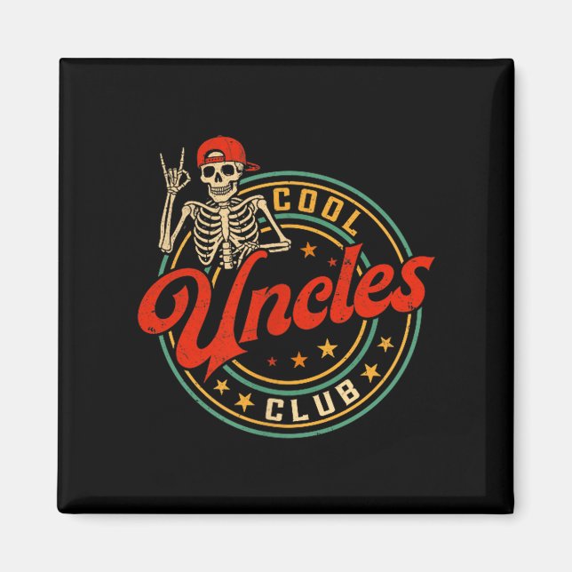 Imã Cool Uncles Club Shirt Retro Funny Skeleton New Un (Frente)