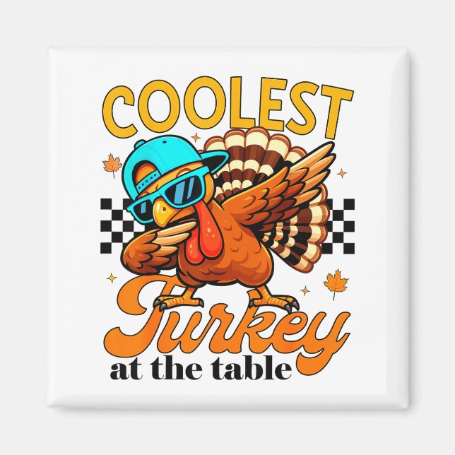 Imã Coolest Turkey At Table Funny Bird Toddler Boys Th (Frente)